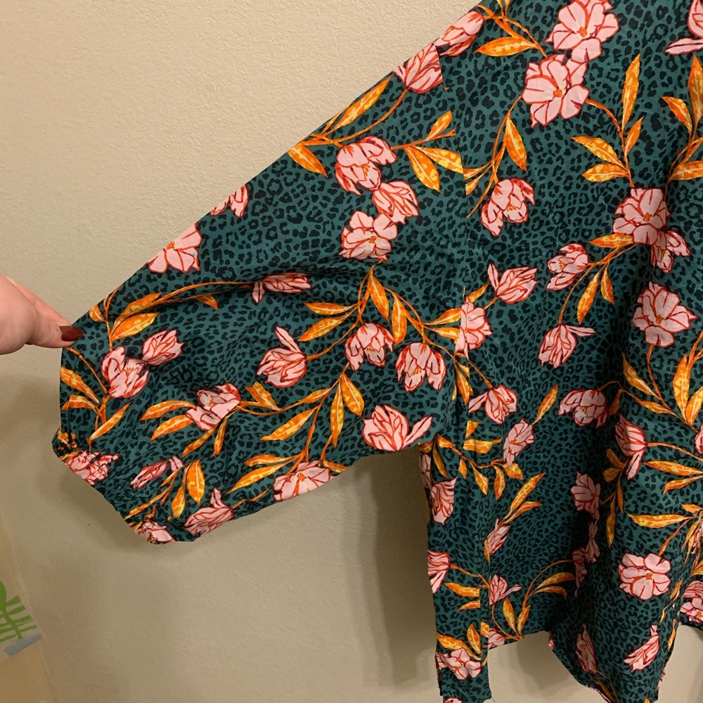 Eloquii Green Leopard Blouse